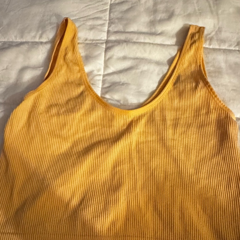 Colsie Women's  Yellow and Red Ribbed Crop Tops - Picture 7 of 8